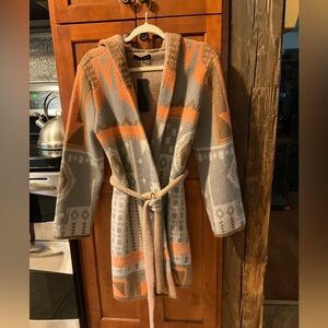 NWT…HOODED SWEATER COAT WITH BELT BY ON BLUE.